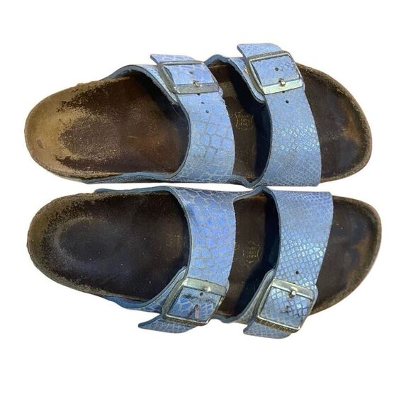 Birkenstock Arizona Sandals – Size 39 (US 8-8.5), Double Strap Shiny Python - Picture 3 of 9